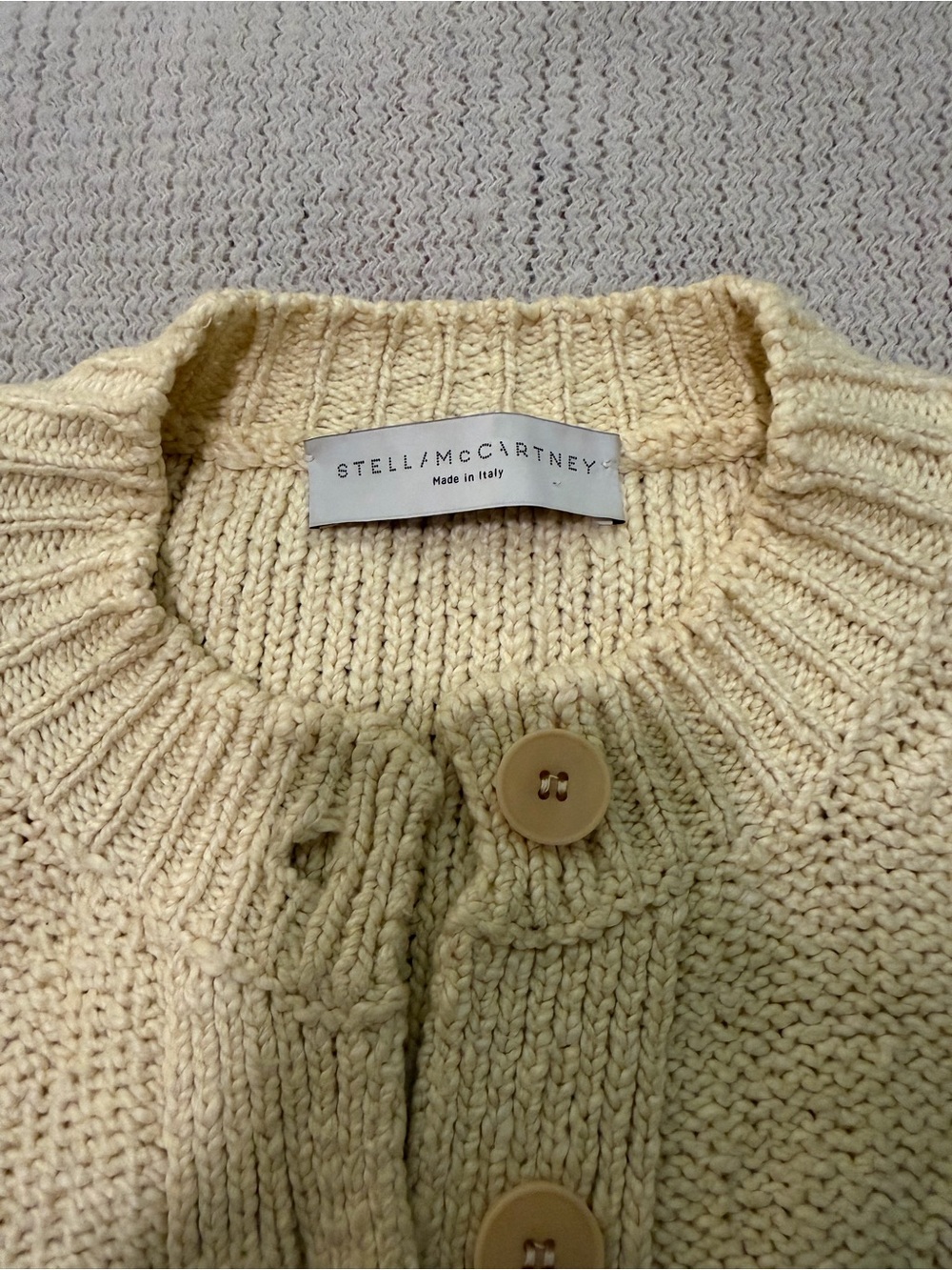 Stella McCartney Pale Yellow Button-Front Crew Sweater - Picture 3 of 3